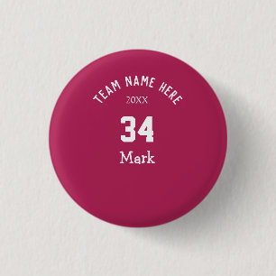 Badge Rond 2,50 Cm nom de l'équipe ajouter le nom du joueur date spor