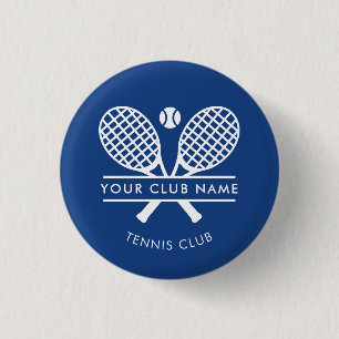 Badge Rond 2,50 Cm Nom de l'équipe de tennis bleue du Country Club pe