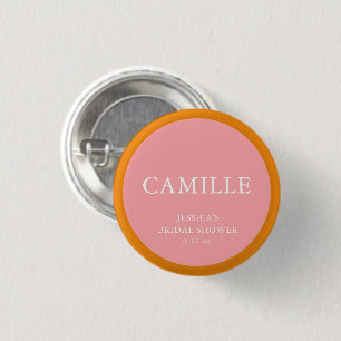 Badge Rond 2,50 Cm Nom de l'invité de la douche de mariage rose orang