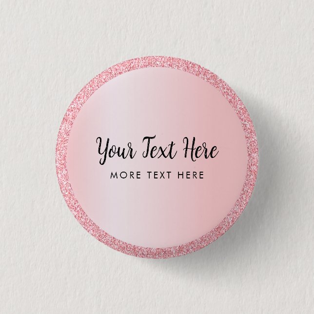 Badge Rond 2,50 Cm Nom de texte personnalisé Rose Parties scintillant (Devant)
