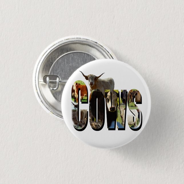 Badge Rond 2,50 Cm Nom De Vaches Logo D'Image Avec Vaches, (Devant & derrière)