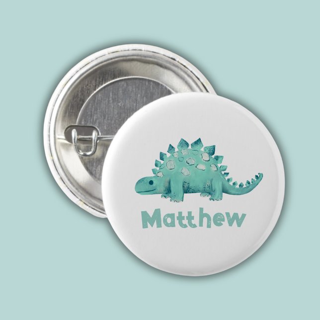 Badge Rond 2,50 Cm Nom du stégosaure dinosaure (Stegosaurus dinosaur personalized button)