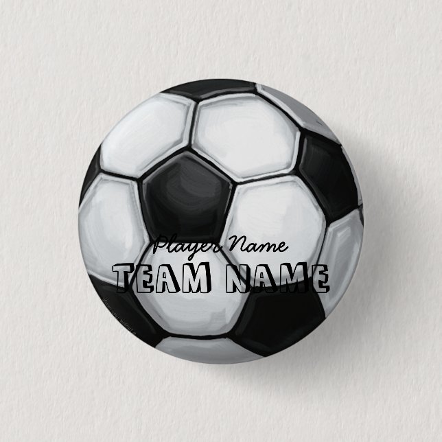 Badge Rond 2,50 Cm Nom et numéro de l'équipe balle de football (Devant)