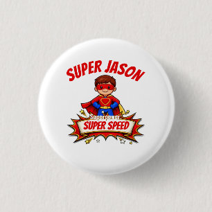 Badge Rond 2,50 Cm Nom et super-pouvoir de super-héros personnalisés 