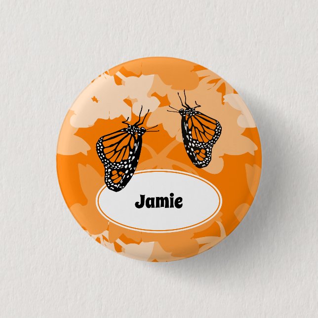 Badge Rond 2,50 Cm Nom joli papillon monarque orange (Devant)