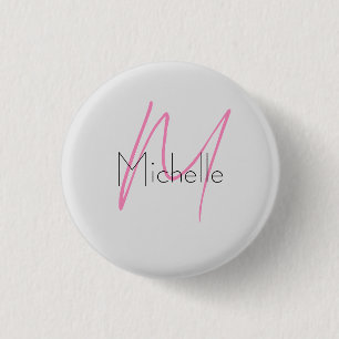 Badge Rond 2,50 Cm Nom moderne minimaliste monogramme
