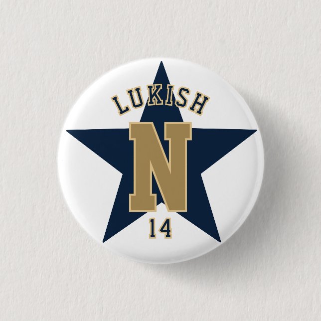 Badge Rond 2,50 Cm Nom Numéro Star Navy Blue and Gold Veteran (Devant)