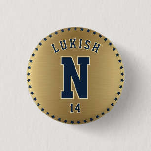Badge Rond 2,50 Cm Nom Numéro Stars Marine Bleu et Or Vétérinaire