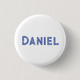 Badge Rond 2,50 Cm Nom personnalisé bleu sur blanc