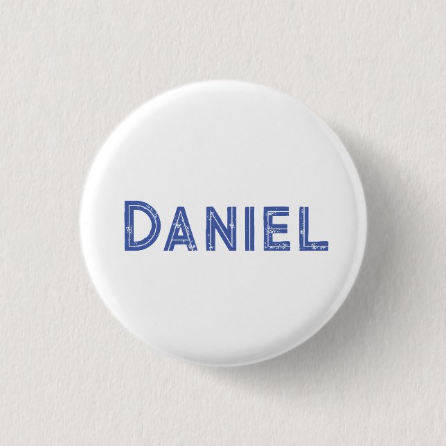 Badge Rond 2,50 Cm Nom personnalisé bleu sur blanc (Devant)
