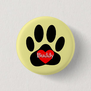 Badge Rond 2,50 Cm Nom personnalisé d'empreintes digitales de chien