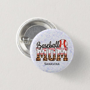 Badge Rond 2,50 Cm Nom personnalisé Maman de baseball Fête des mère