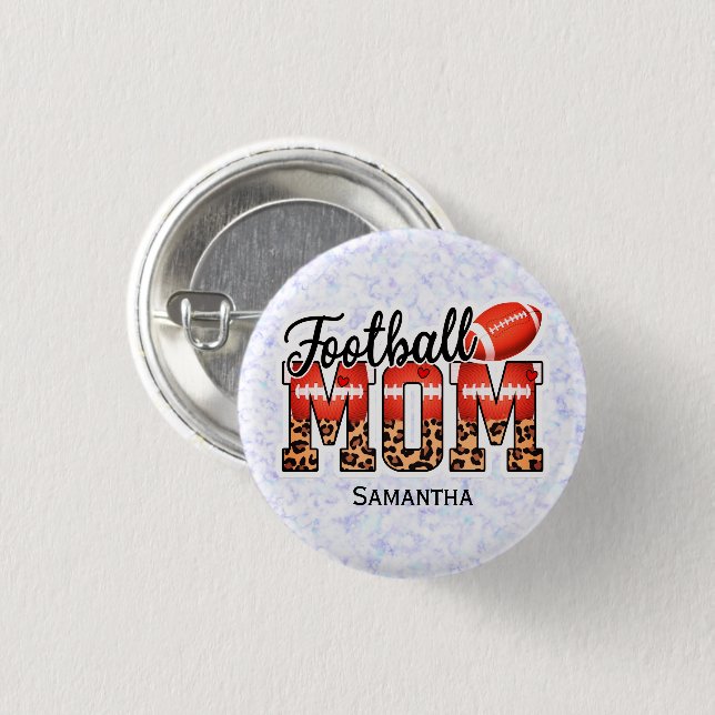 Badge Rond 2,50 Cm Nom personnalisé Maman de football | Fête des mère (Devant & derrière)