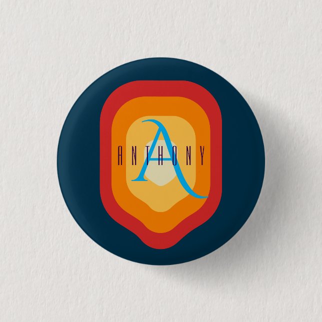Badge Rond 2,50 Cm Nom personnalisé Monogramme initial modifiable (Devant)