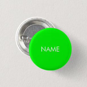 Badge Rond 2,50 Cm Nom personnalisé néon vert blanc texte minimalis