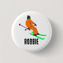 Nom personnalisé Retro Orange Skier