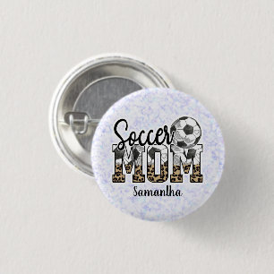 Badge Rond 2,50 Cm Nom personnalisé Soccer Maman   Fête des mères
