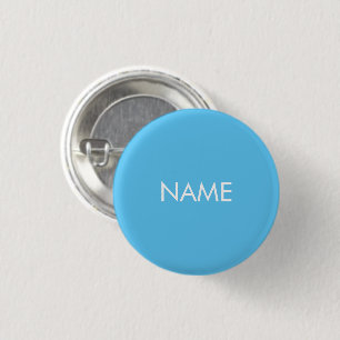 Badge Rond 2,50 Cm Nom personnalisé texte bleu clair blanc minimalis