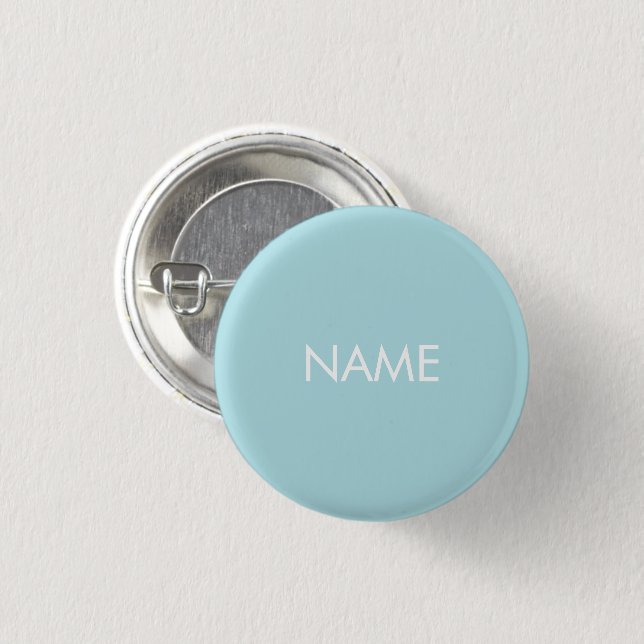 Badge Rond 2,50 Cm Nom personnalisé texte bleu clair blanc simple (Devant & derrière)