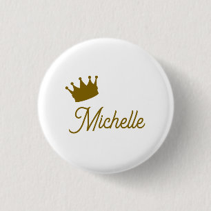 Badge Rond 2,50 Cm Nom propre Créatif Tendance Couleur Or Script
