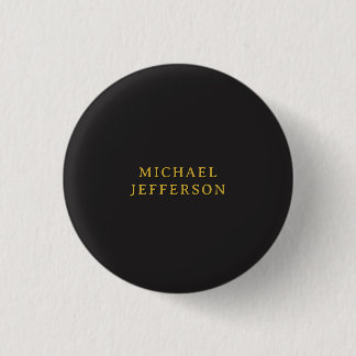 Badge Rond 2,50 Cm Nom propre minimaliste moderne noir et or