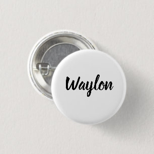 Badge Rond 2,50 Cm Nom Waylon En Courbe,