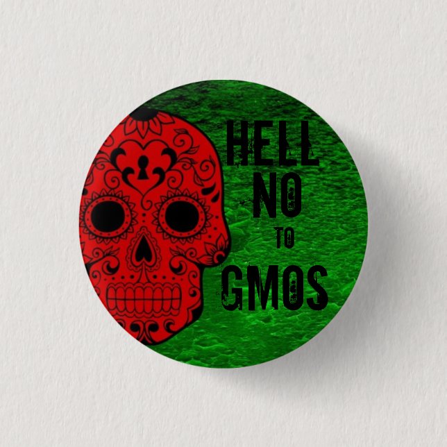 Badge Rond 2,50 Cm Non au bouton d'OGM (Devant)