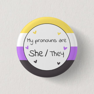 Badge Rond 2,50 Cm Non binaire Elle/Eux Pronoun Pin