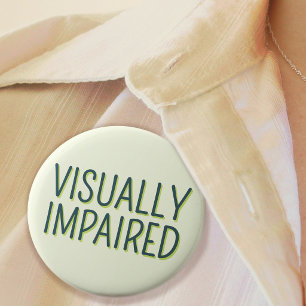 Badge Rond 2,50 Cm Non-voyant Lettrage Vert de Base Handicap Visuel
