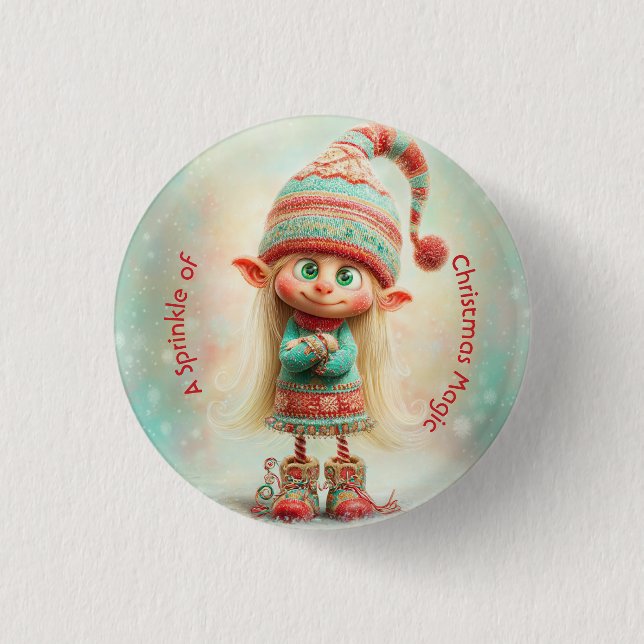 Badge Rond 2,50 Cm North Pole Elf Celebration | Christmas Magic (Devant)