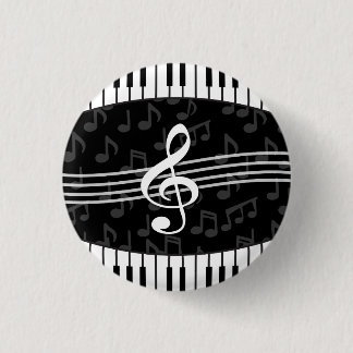 Badge Rond 2,50 Cm Notes de musique élégante Clé de fer et de piano