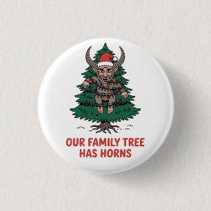 Badge Rond 2,50 Cm Notre arbre généalogique a des cornes Funny Krampu
