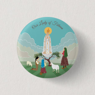 Badge Rond 2,50 Cm Notre-Dame de Fatima et les trois bergers