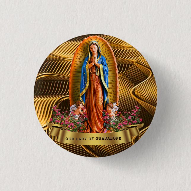 Badge Rond 2,50 Cm Notre Dame de Guadalupe Mexique (Devant)