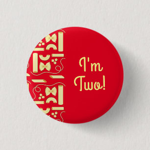 Badge Rond 2,50 Cm Nouilles Pâtes Enfants 1er anniversaire Italien