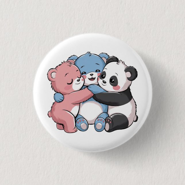Badge Rond 2,50 Cm Nounours mignons avec Panda (Devant)