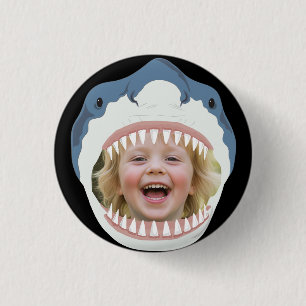 Badge Rond 2,50 Cm Nourriture de requin Votre photo mangée par des re