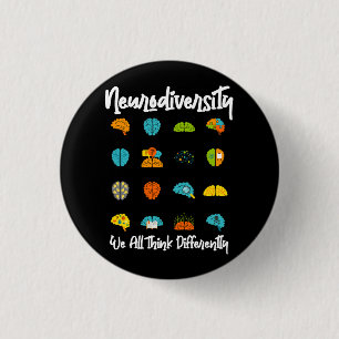 Badge Rond 2,50 Cm Nous pensons tous différemment Neurodiversité Chem