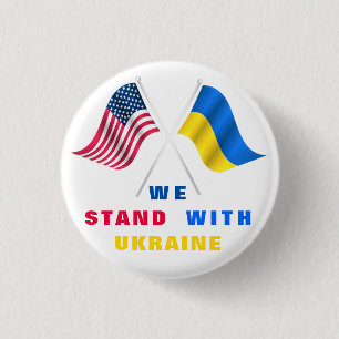Badge Rond 2,50 Cm Nous sommes avec l'Ukraine Drapeau américain Drape