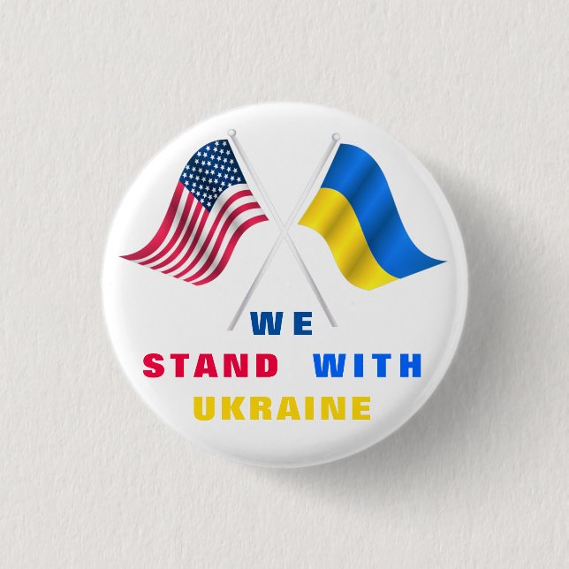 Badge Rond 2,50 Cm Nous Sommes Avec L'Ukraine Drapeau Bouton Drapeau  (Devant)
