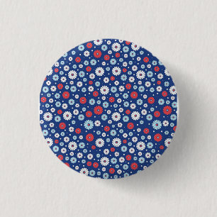 Badge Rond 2,50 Cm Nouveau cadeau maison Floral rouge et blanc