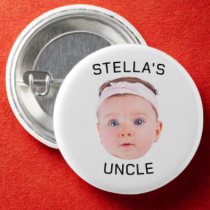 Badge Rond 2,50 Cm Nouveau cadeau Oncle, personnalisé bébé visage pho