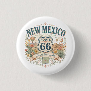 Badge Rond 2,50 Cm Nouveau Mexique Route 66 Desert Soul Épinglette