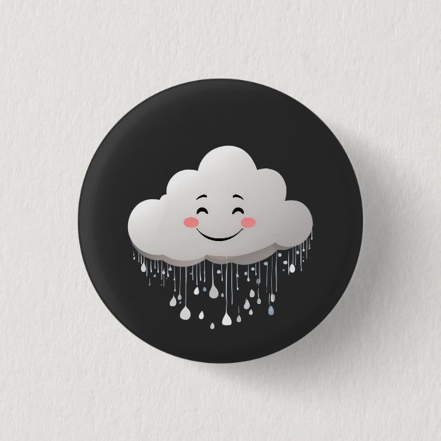 Badge Rond 2,50 Cm nuage avec gouttes de pluie (Devant)