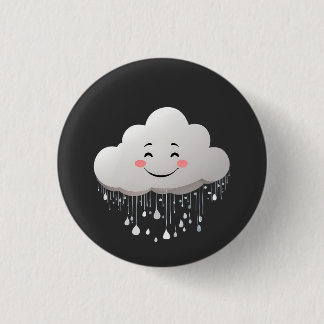 Badge Rond 2,50 Cm nuage avec gouttes de pluie