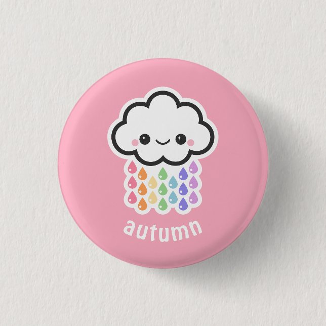 Badge Rond 2,50 Cm Nuage de pluie Pastel Rainbow (Devant)