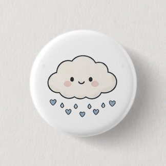 Badge Rond 2,50 Cm Nuage de Pluie Souriant Mignon Faisant Pleuvoir de