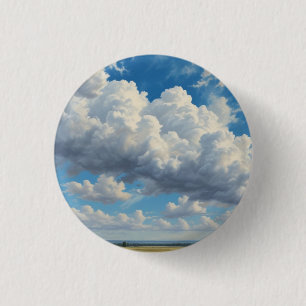 Badge Rond 2,50 Cm Nuages blancs et ciel bleu clair