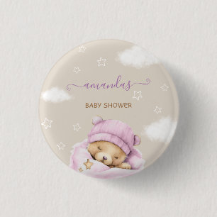 Badge Rond 2,50 Cm Nuages d'ours bébé fille douche
