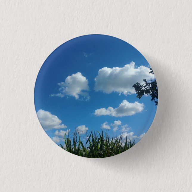 Badge Rond 2,50 Cm Nuages Et Ciel Bleu (Devant)